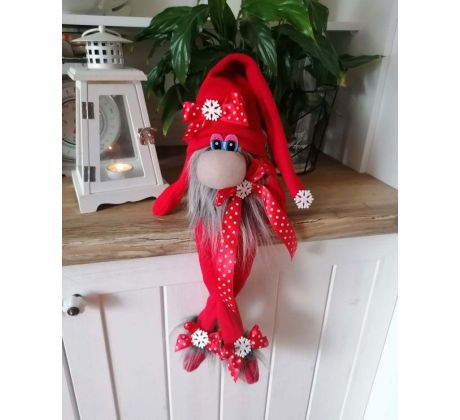 Vánoční skříťulák s nozičkami - červená čepice